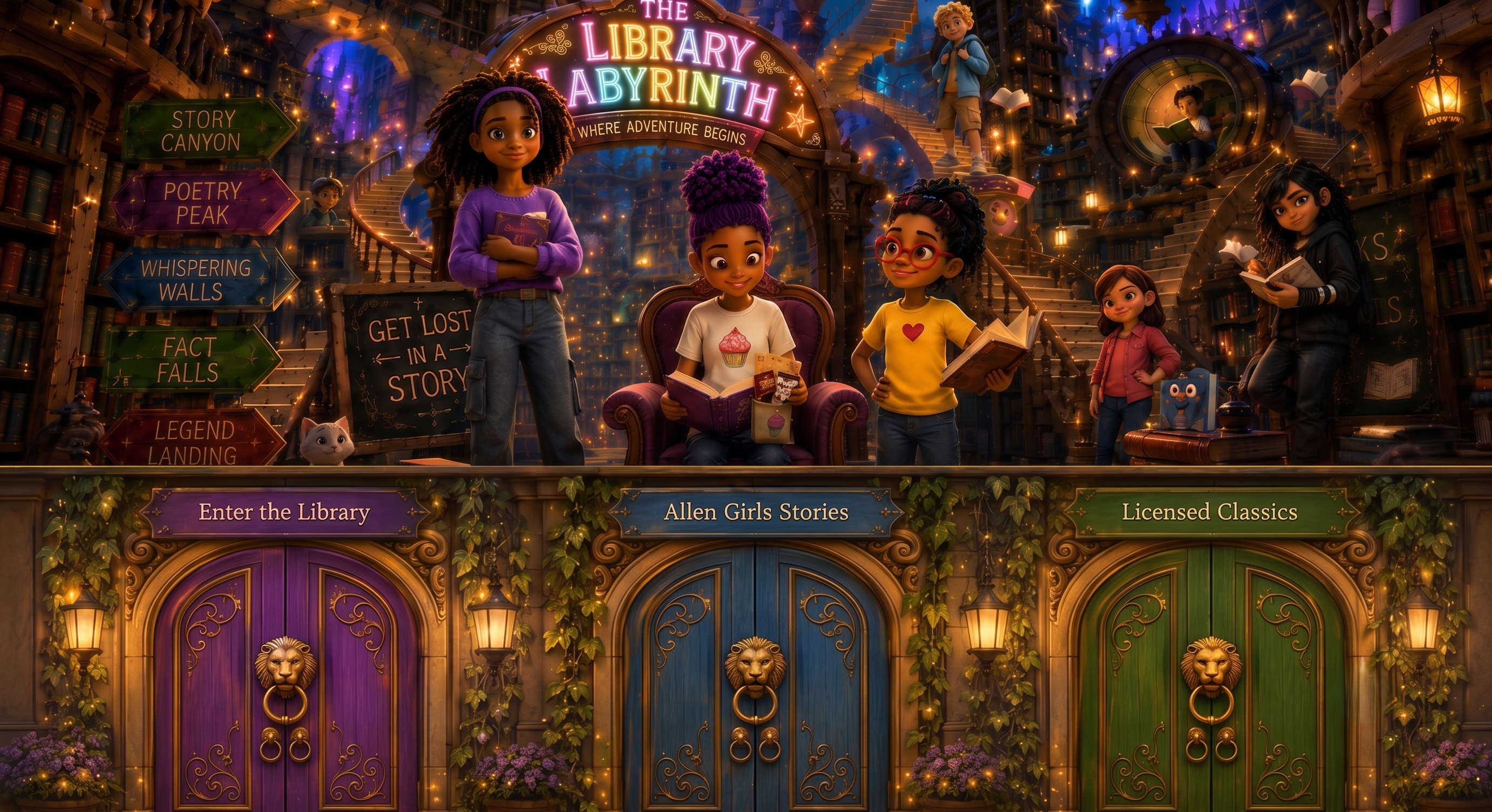 The Library Labyrinth — choose a door to begin reading